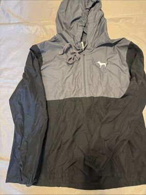 Women’s Gray and Black Hooded Windbreaker Jacket